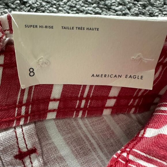 NWT Size 8 American Eagle Linen Blend Shorts Womens Super High Rise Striped - Picture 4 of 9